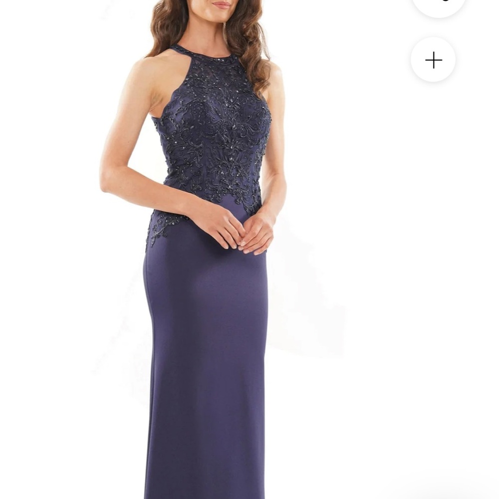 Rina diMontella Navy Lace Maxi Dress